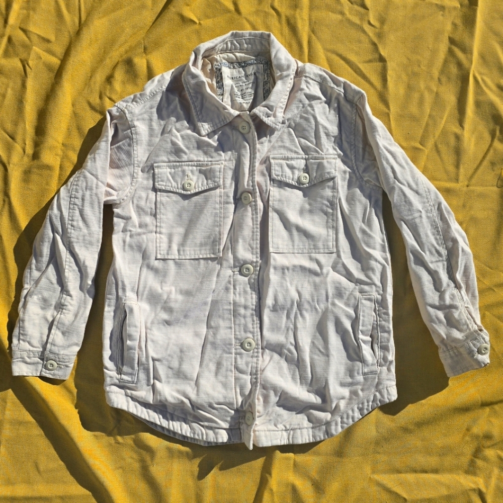 American Eagle Cream Button-Up Jacket Shirt